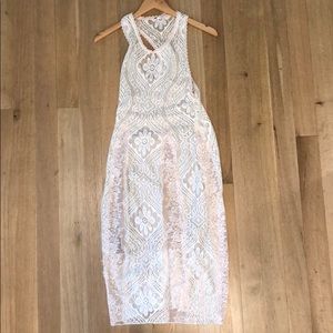 Cream Lace Boho Free People Long Dress